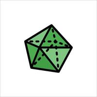 A green dice with a black line through it vector