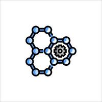 A blue and black icon of a hexagon vector