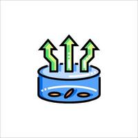 A blue bowl with green arrows and a green arrow vector