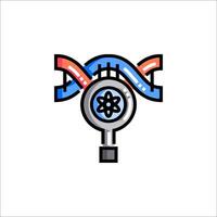 A magnifying glass with a dna molecule on it vector