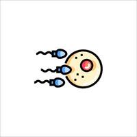 A cartoon illustration of a fetus with a red dot vector