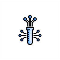 A test tube with a blue and white outline vector