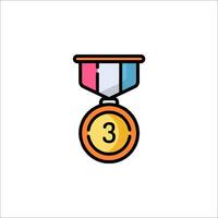 A medal with a ribbon on it and the number three vector