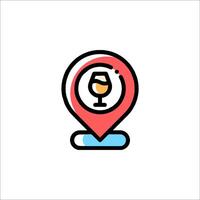 A map pin with a glass of wine vector