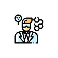 A man in a suit and tie holding a chemical molecule vector