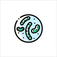 A bacteria icon in a circle with a green outline vector