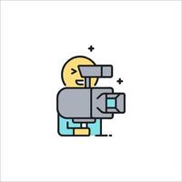 A camera icon with a smiley face vector