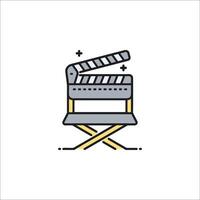 A movie clapperboard icon on a white background vector