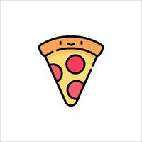 A slice of pizza with a smiley face on it vector