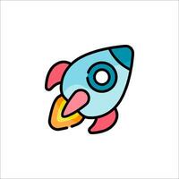 A cartoon rocket ship icon on a white background vector