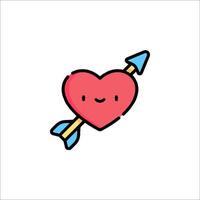 A cute heart with an arrow in it vector