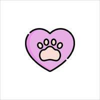 A pink heart with a paw print on it vector