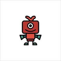 A cartoon robot with a red face and eyes vector