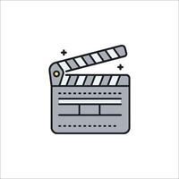 A movie clapper icon on a white background vector