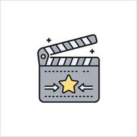 A movie clapper with a star icon vector
