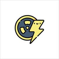 A yellow lightning bolt with a smiley face on it vector