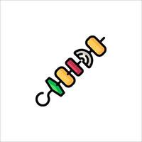 A line drawing of a skewered meat on a stick vector