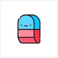A cartoon pill with a smiley face on it vector