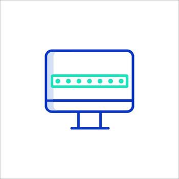 A computer monitor with a password symbol vector