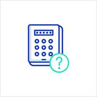 A calculator icon with a question mark vector