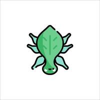 A cartoon green bug with a face and legs vector