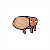 A cartoon bug with a face and a shell vector
