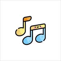 A cartoon music note with a smiley face vector