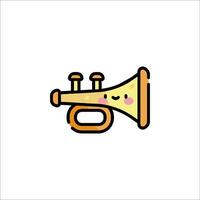 A cartoon trumpet with a smile on its face vector