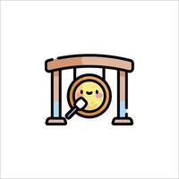 A cartoon character holding a spoon in a wooden frame vector