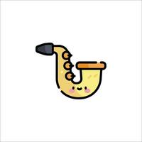 A cartoon saxophone with a smile on it vector