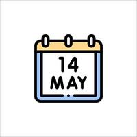 Calendar icon with the date 14 may vector