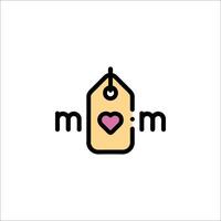 Mom tag with heart icon vector
