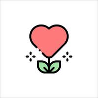 A heart shaped flower with leaves on it vector