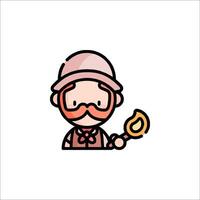A cartoon man with a mustache and hat holding a spoon vector