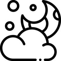 A black and white cloud with a moon and stars vector