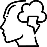 A black and white line drawing of a head with a cloud vector