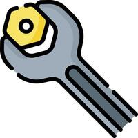 A wrench with a yellow nut on it vector