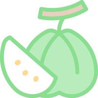 A green fruit with a slice cut in half vector