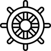 A black and white ship wheel icon vector