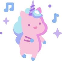 A cartoon unicorn with music notes around it vector