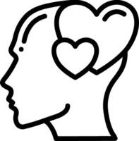 A black and white outline of a head with a heart in it vector