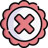 A pink and white badge with an x on it vector