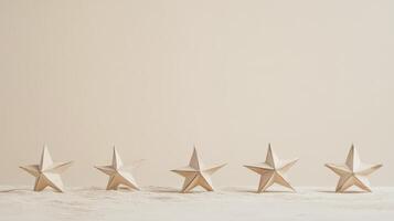 Decorative paper stars arranged on a neutral background for festive decoration ideas photo