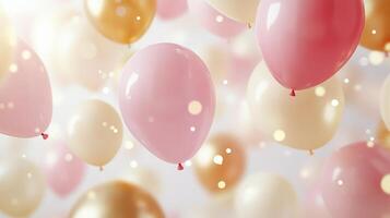 Colorful balloons create a festive atmosphere for a celebration or party setting photo