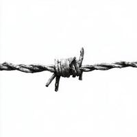 Barbed wire against a plain background highlighting strength and resilience in isolation photo