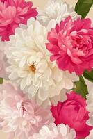 Colorful peonies in full bloom showcasing delicate petals and vibrant hues photo