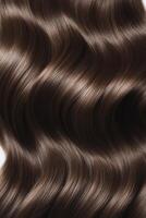 Elegant wavy brunette hair displayed in soft curls and shine under natural light photo