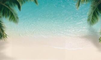 Beautiful tropical beach with clear water and palm trees along the shore in the daytime photo