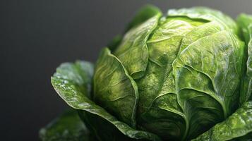 Close up of vibrant green lettuce showcasing intricate leaf patterns and textures photo