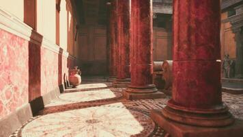Elegant Roman architecture highlighted by red columns and antiquities video